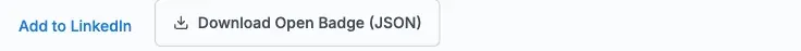 Add to LinkedIn and Download Open Badge (JSON) links on the certificate verification page