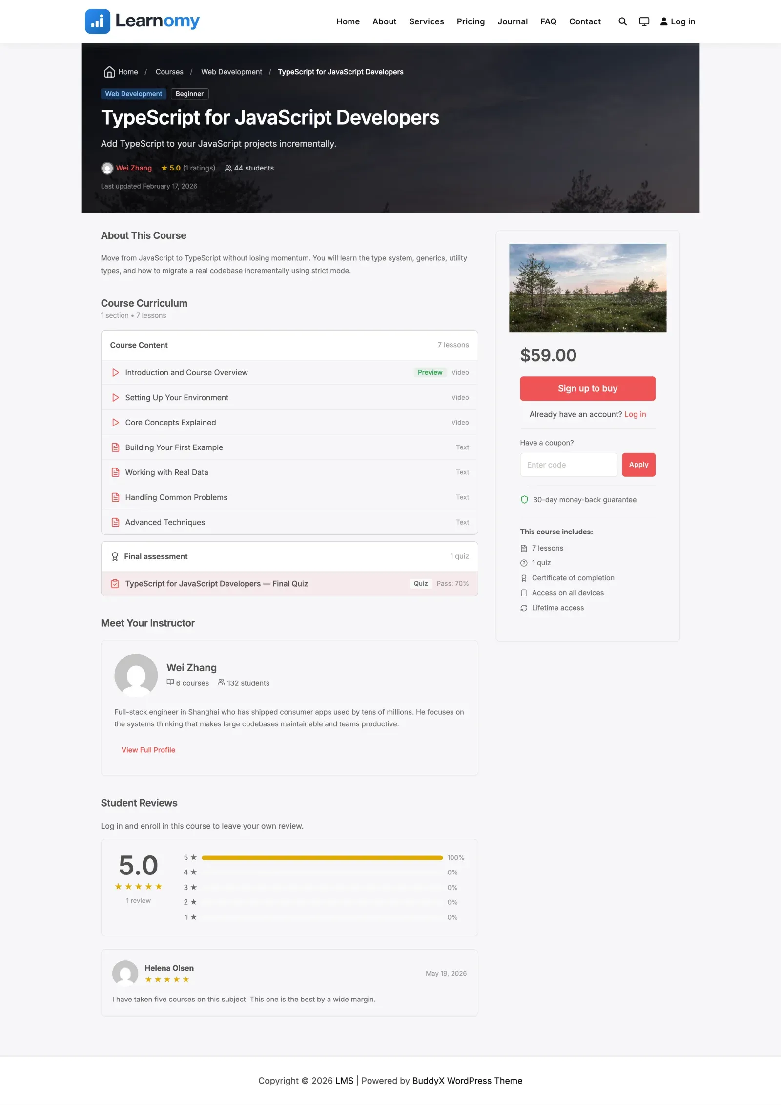 Course access and enrollment first view