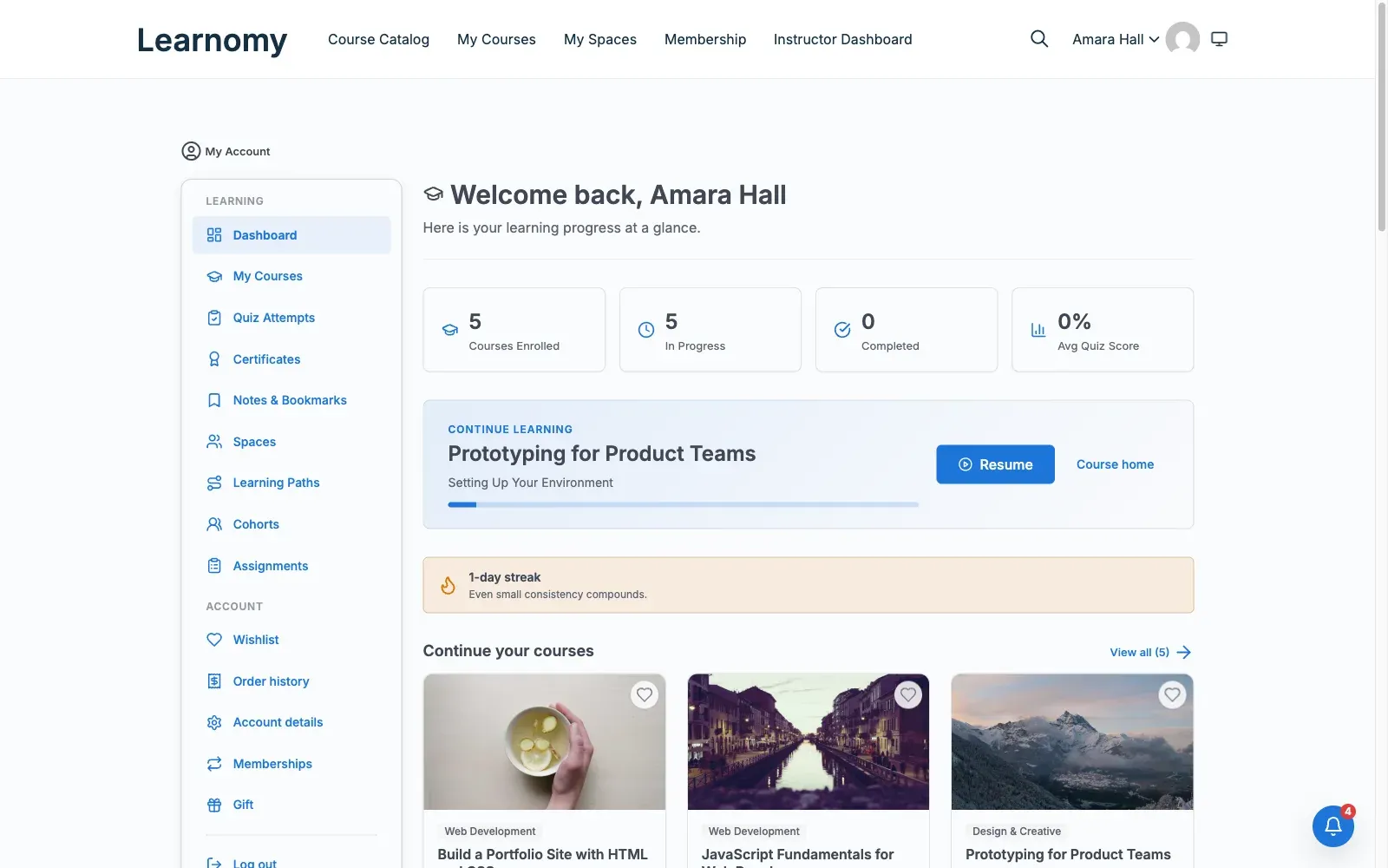 The Learnomy installable account app