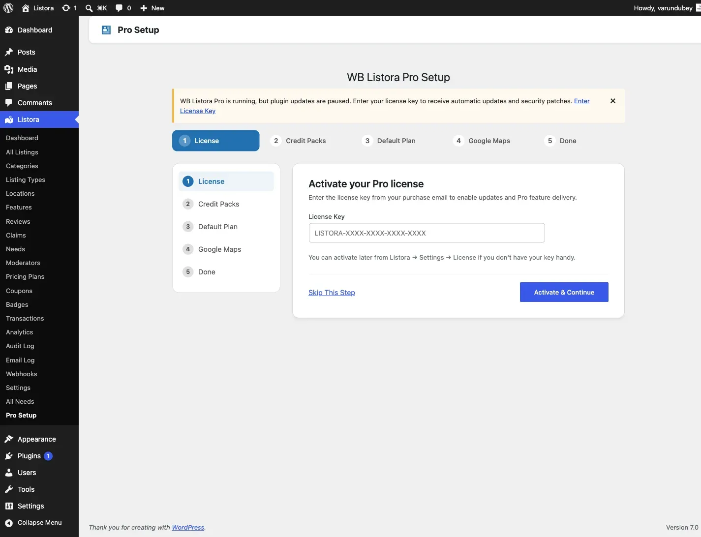 Activating Pro - screenshot from the modernized 1.0.5 site