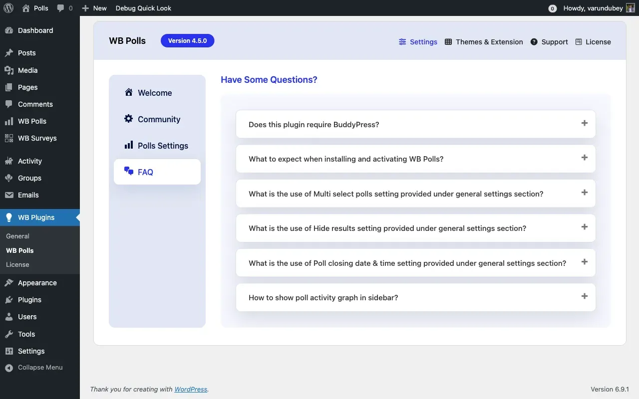 WB Polls FAQ Tab