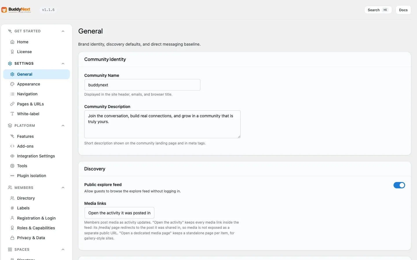 The Pro admin settings powered by the BuddyNextPro Installer tables documented on this page