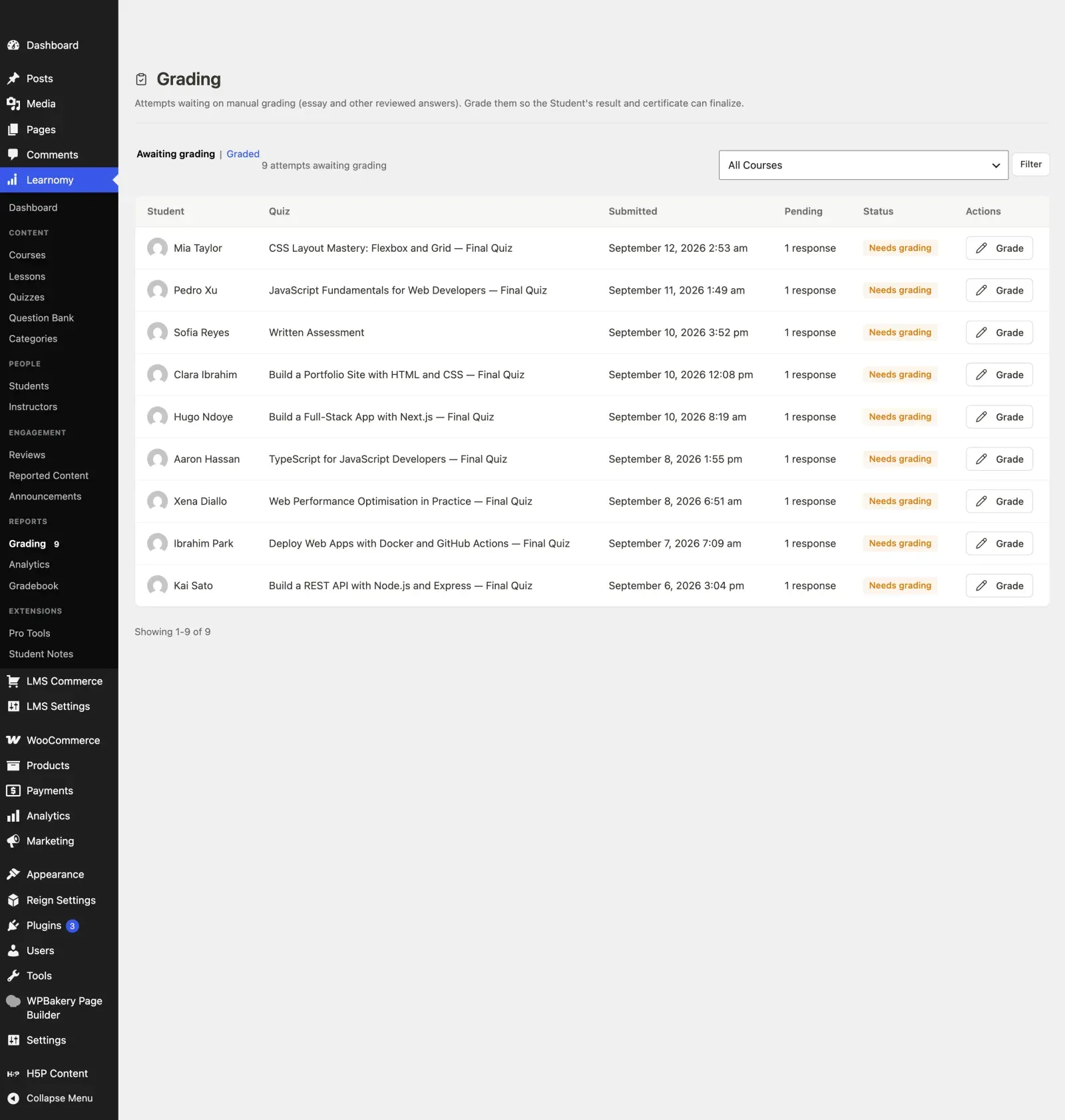 Grading inbox
