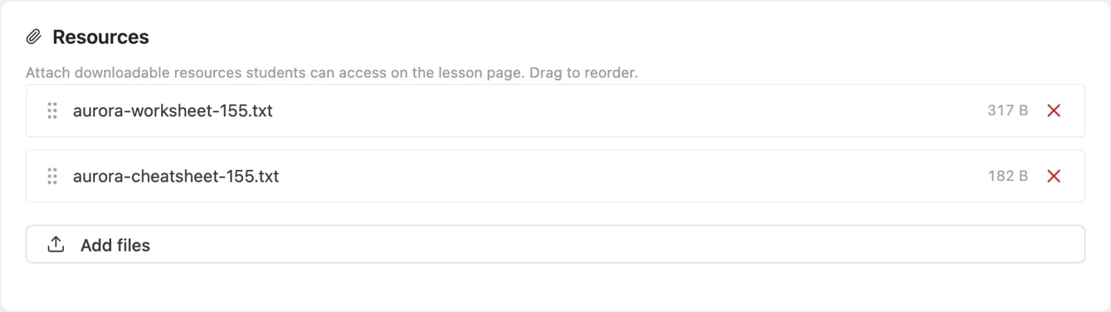Lesson attachments