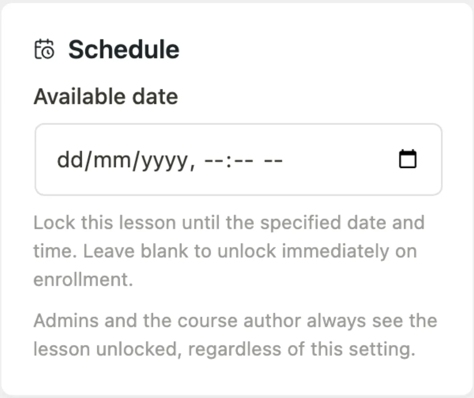 Lesson settings