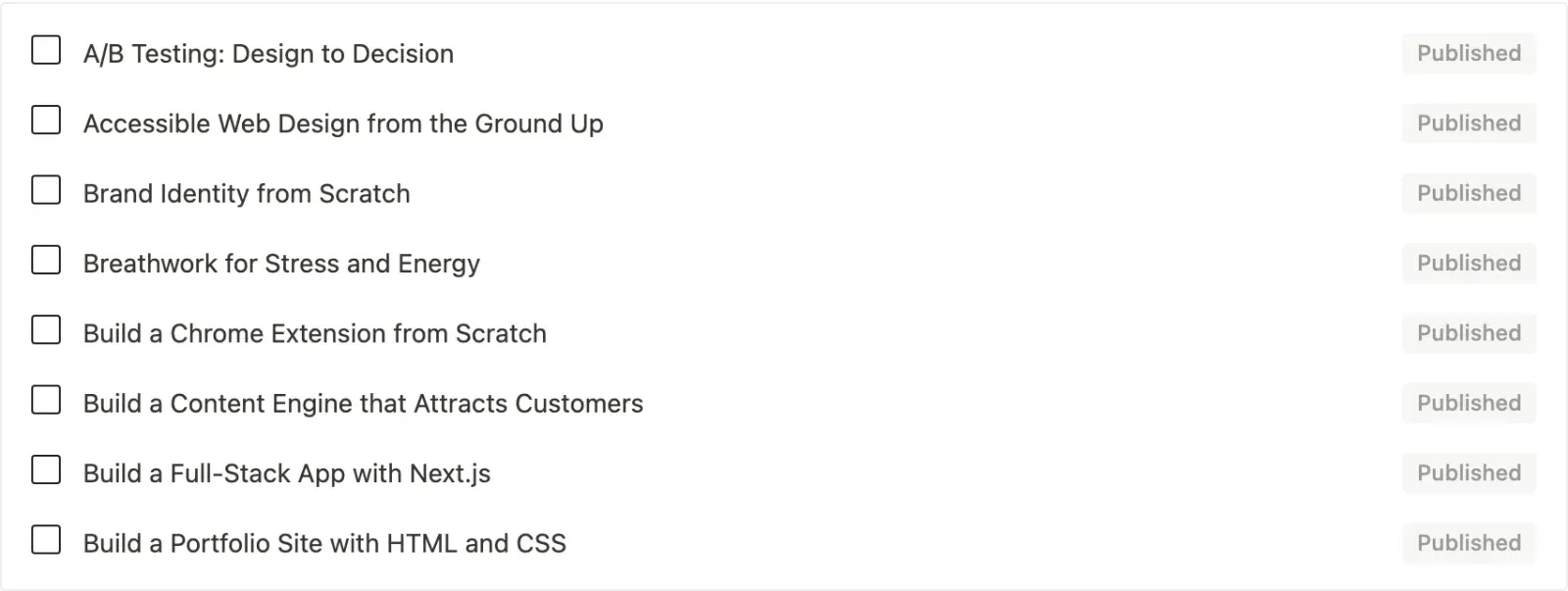 Included courses picker