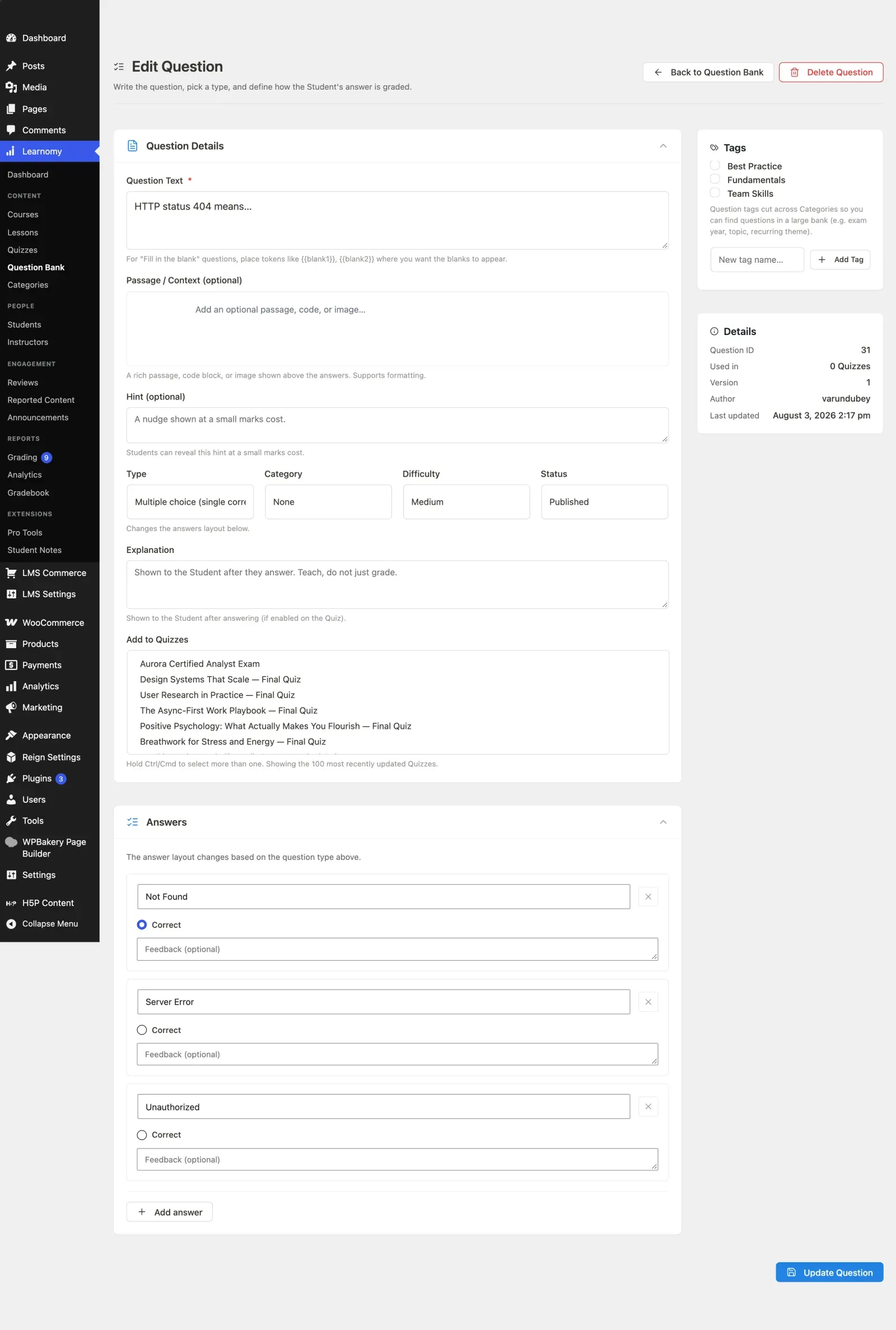 Question editor