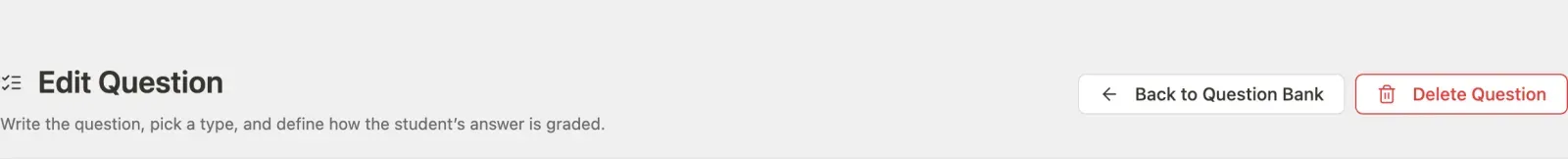 Question editor header