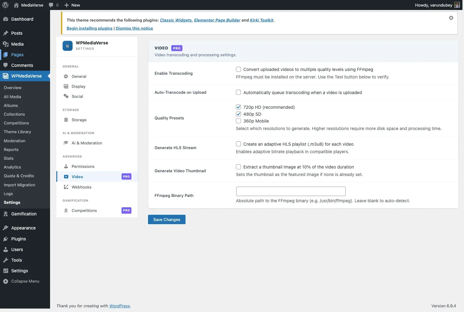Auto-captions settings section with API key field