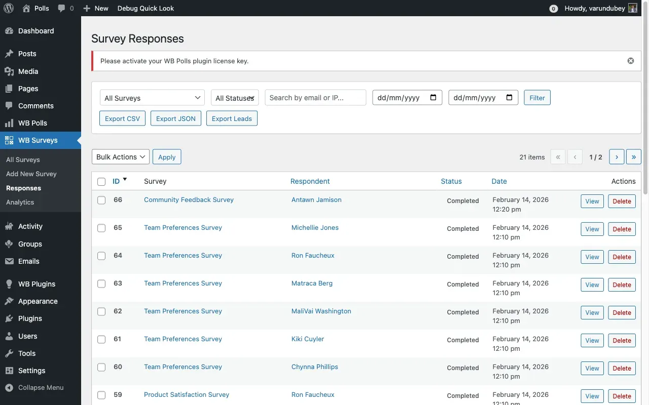 Response List