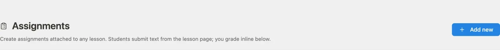 Assignments list header