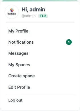 Jetonomy User Panel block showing a logged-in member’s avatar, name, notifications count, and quick links