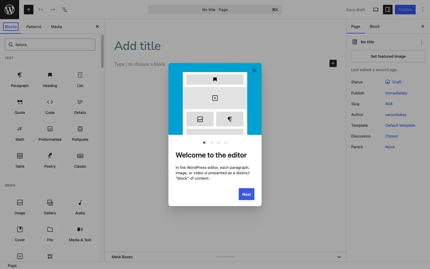 Blocks Overview - screenshot from the modernized 1.0.5 site