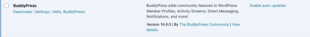 BuddyPress Active