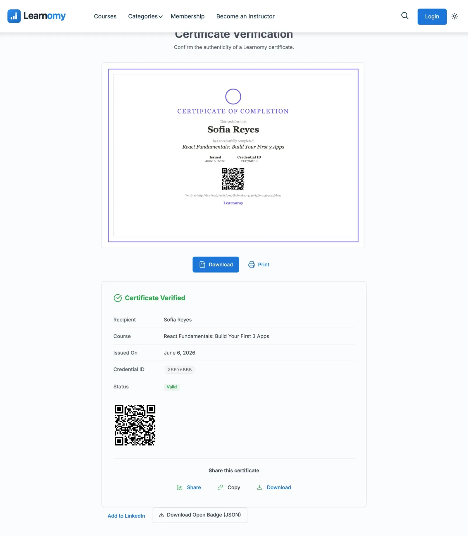 Verification result detail