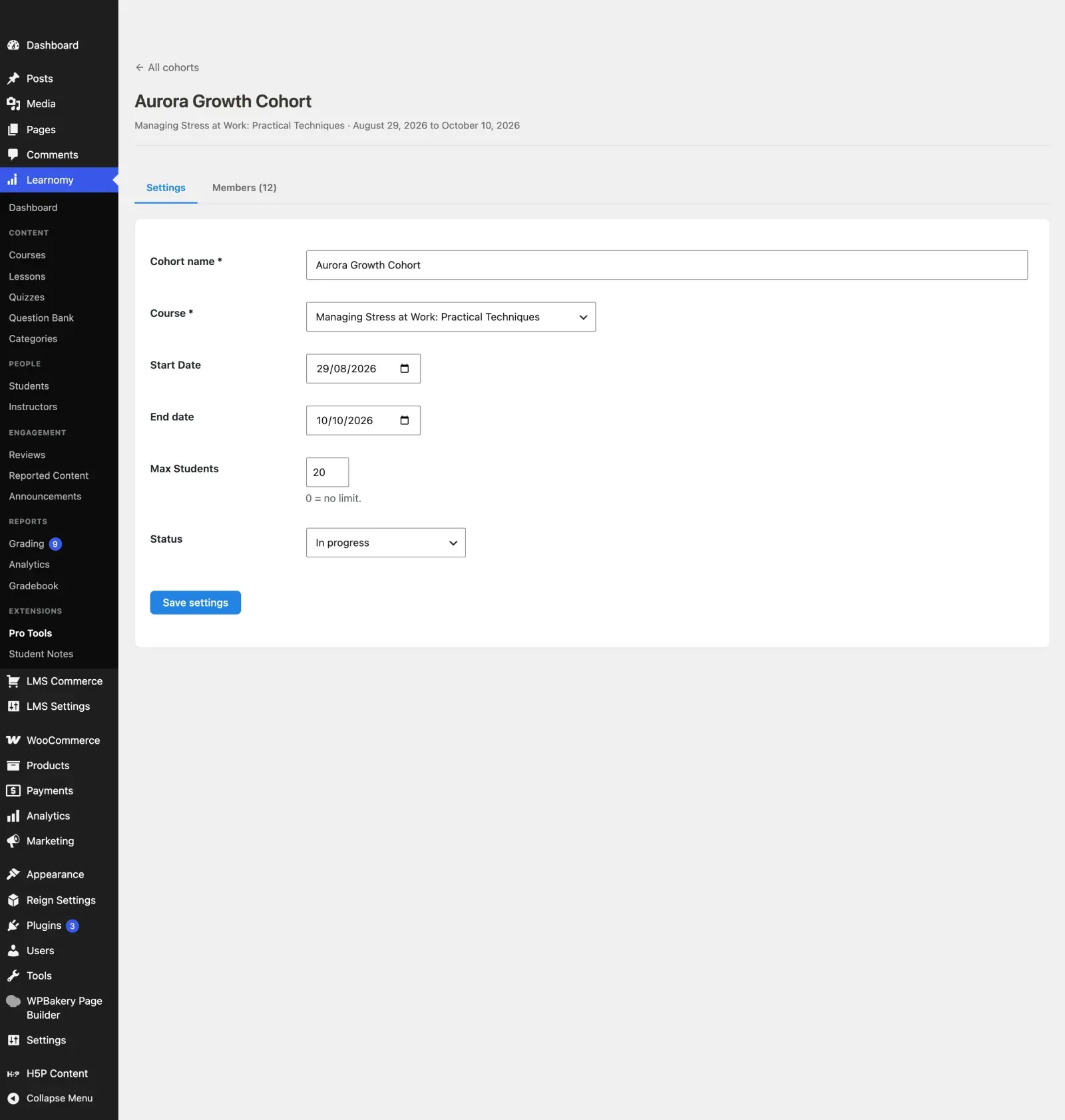 Cohort detail - members