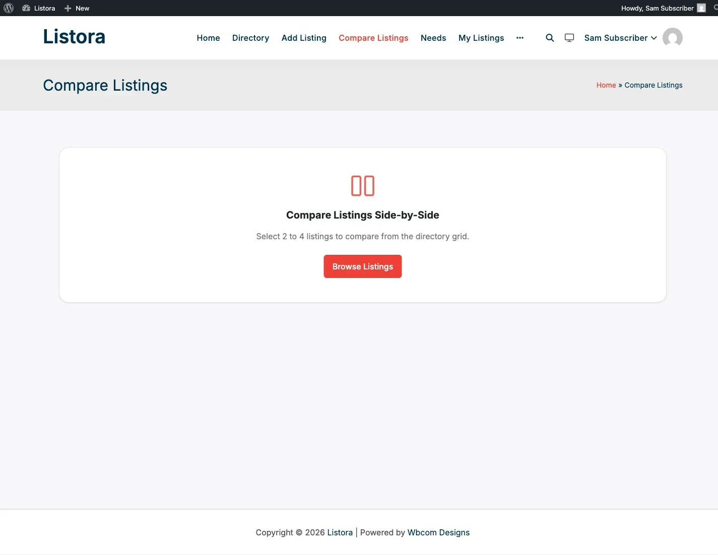 Compare Listings - side-by-side comparison table on the modernized 1.0.5 UI