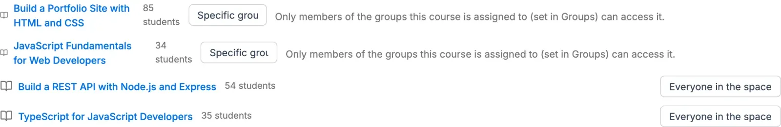 Course access scope
