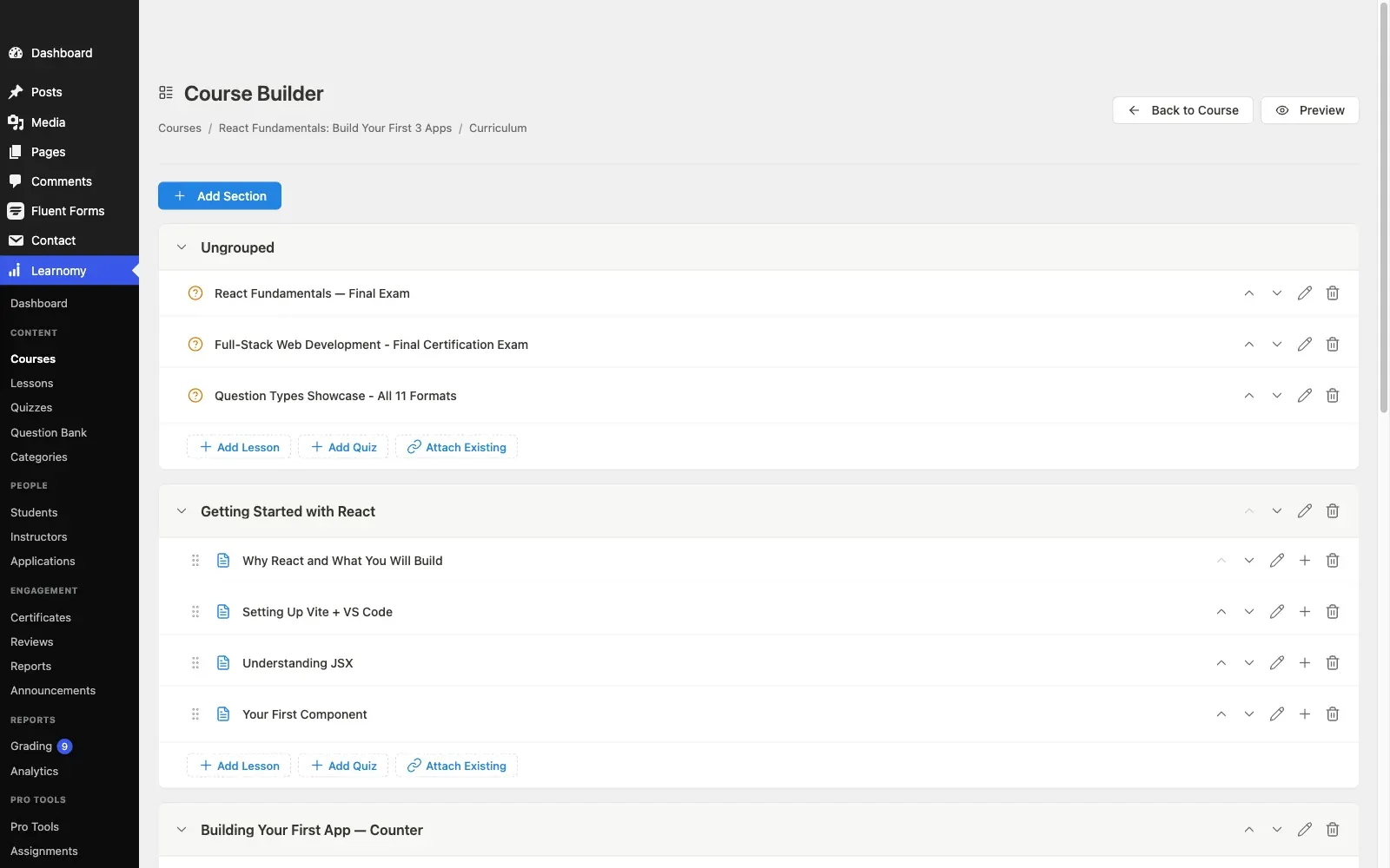 Course builder