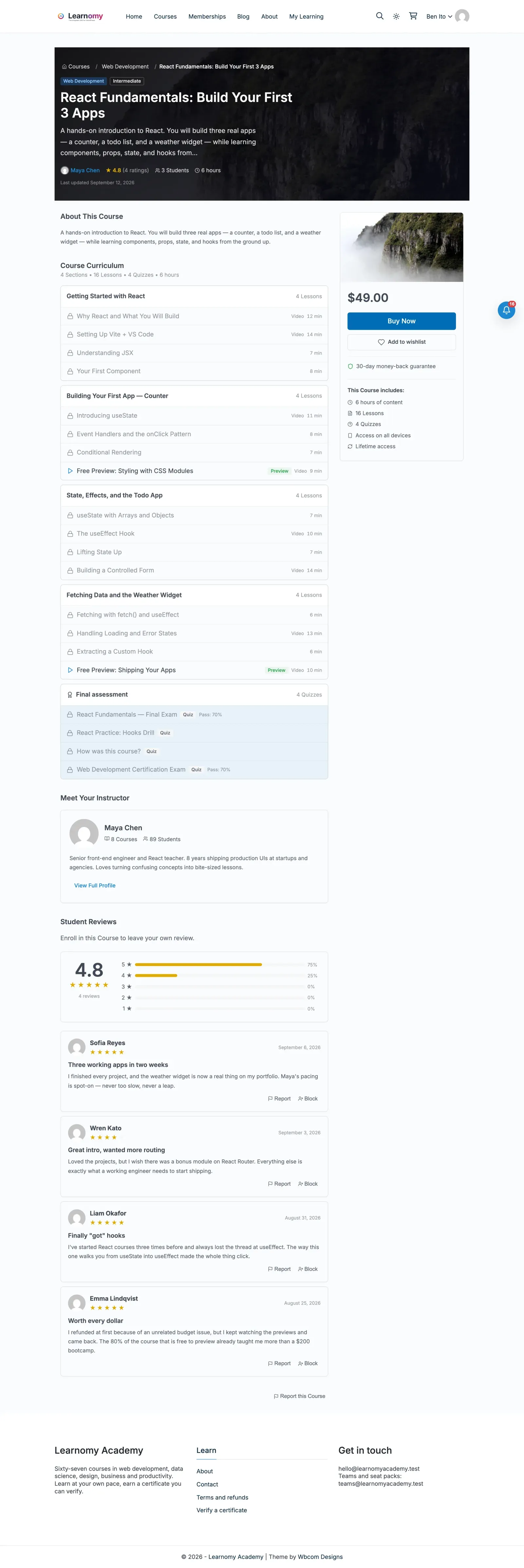 Enrolled course page