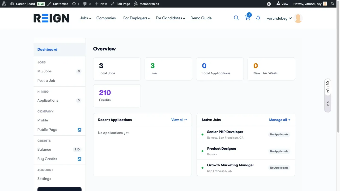 Credit System - Employer Dashboard Credits