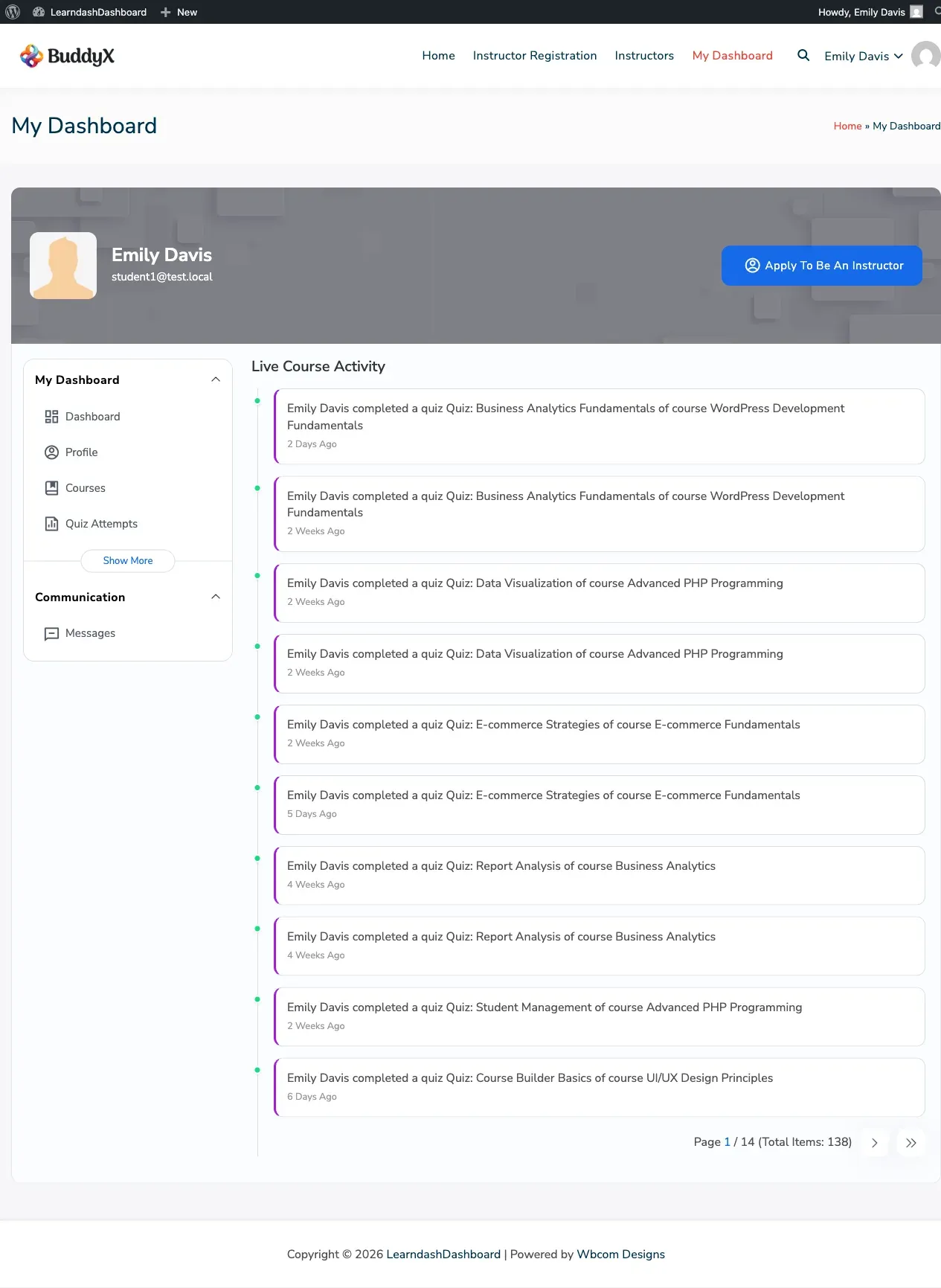Student Activity Feed