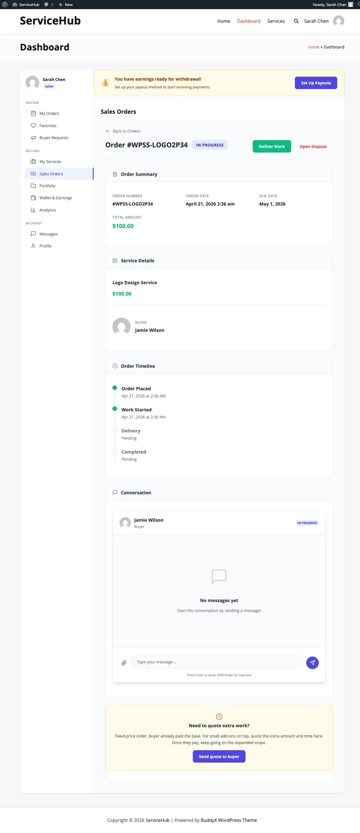 Vendor quoting a paid extension on an in-progress order