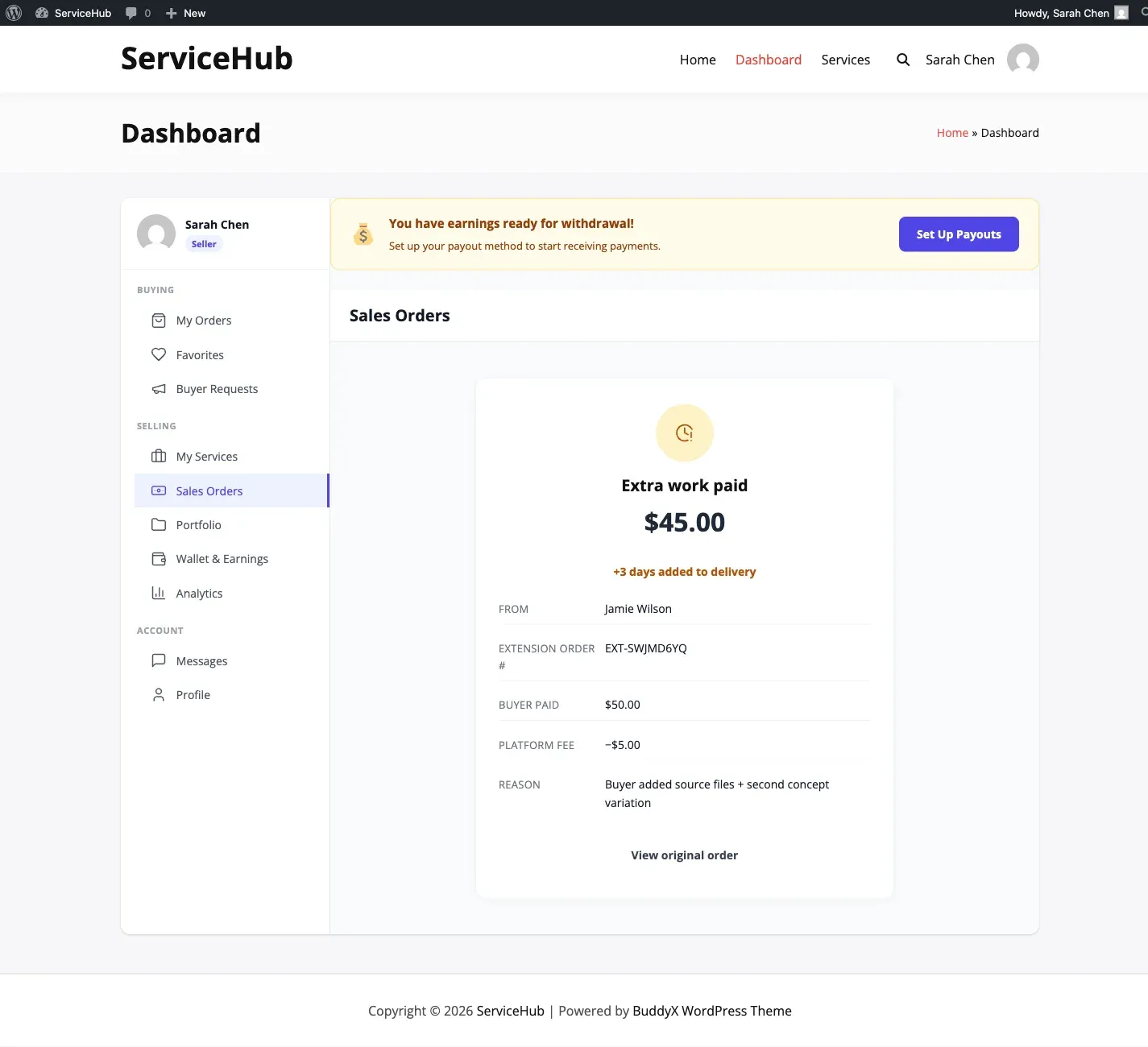 Buyer accepting or declining an extension quote