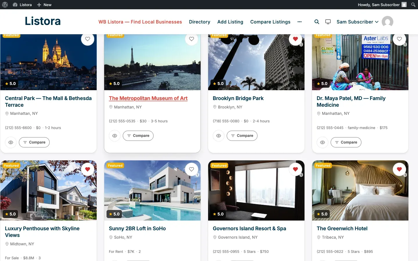 Featured Listings - carousel of featured cards with the modernized 1.0.5 surface treatment