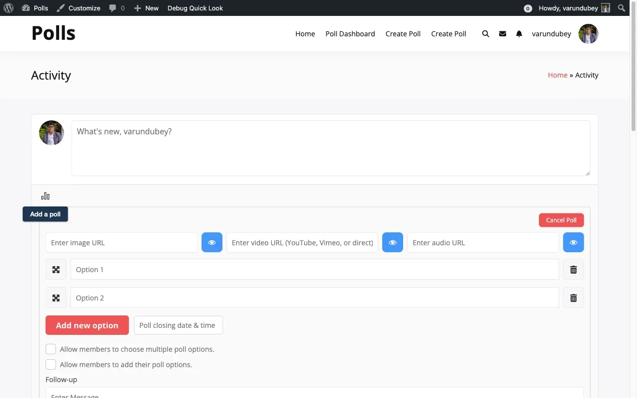 Activity Poll Creation