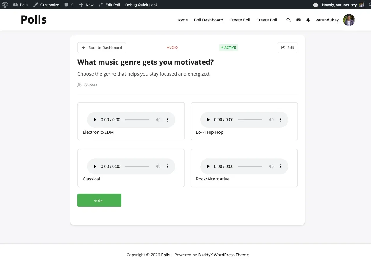 Audio Poll Example