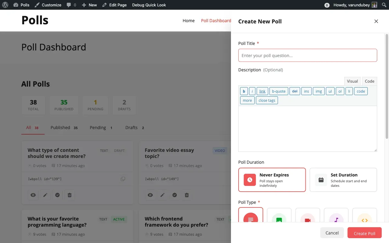 Standalone Poll Creation Form