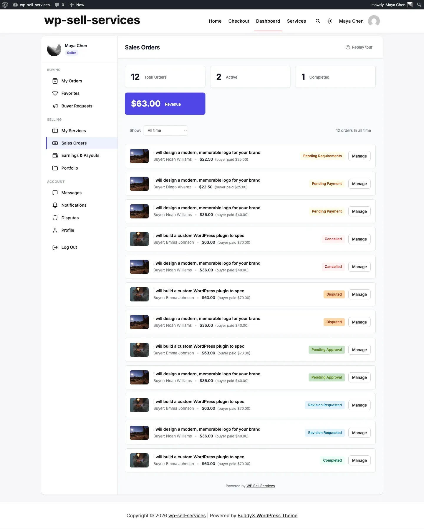 The unified dashboard, seller view