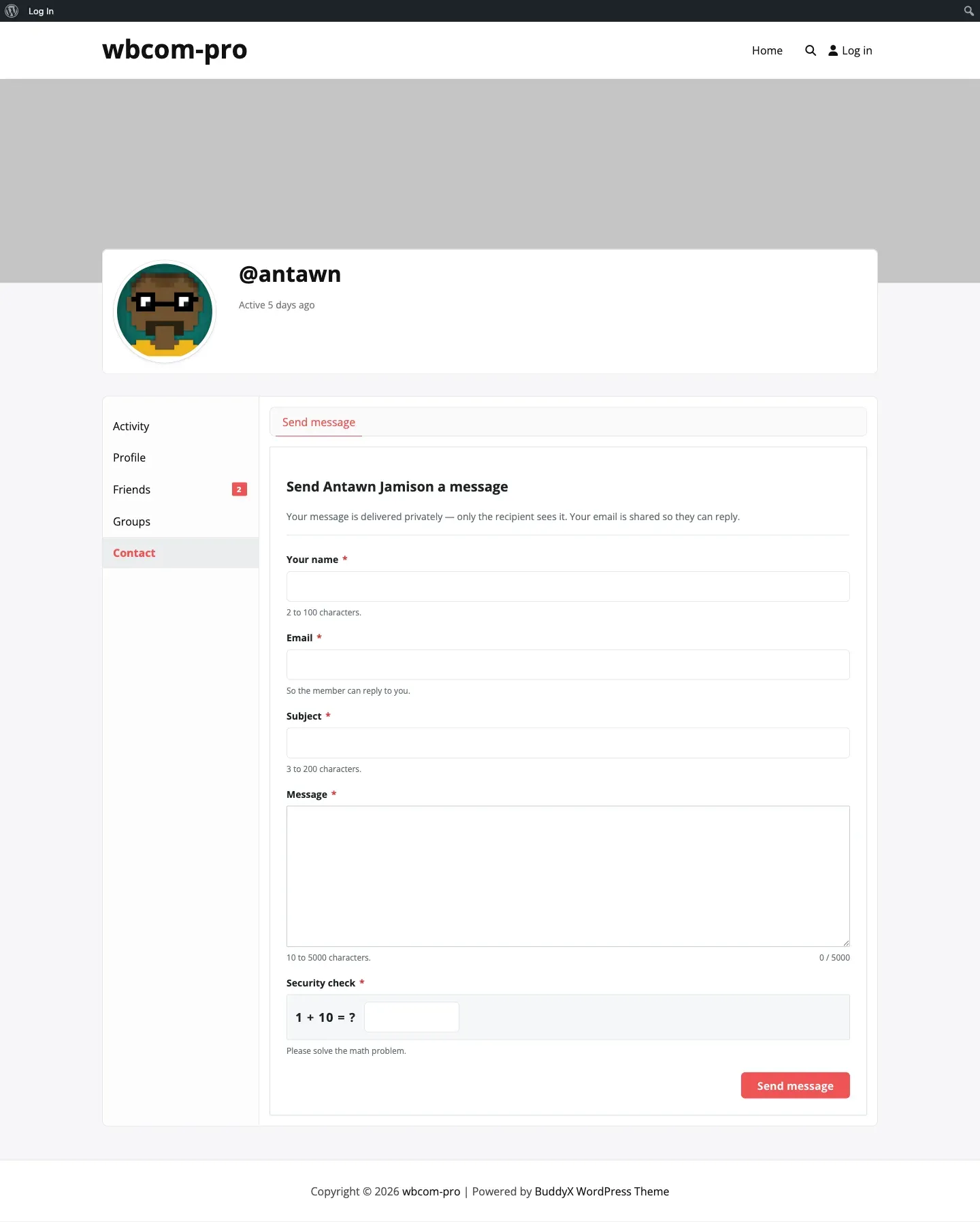 Guest contact form