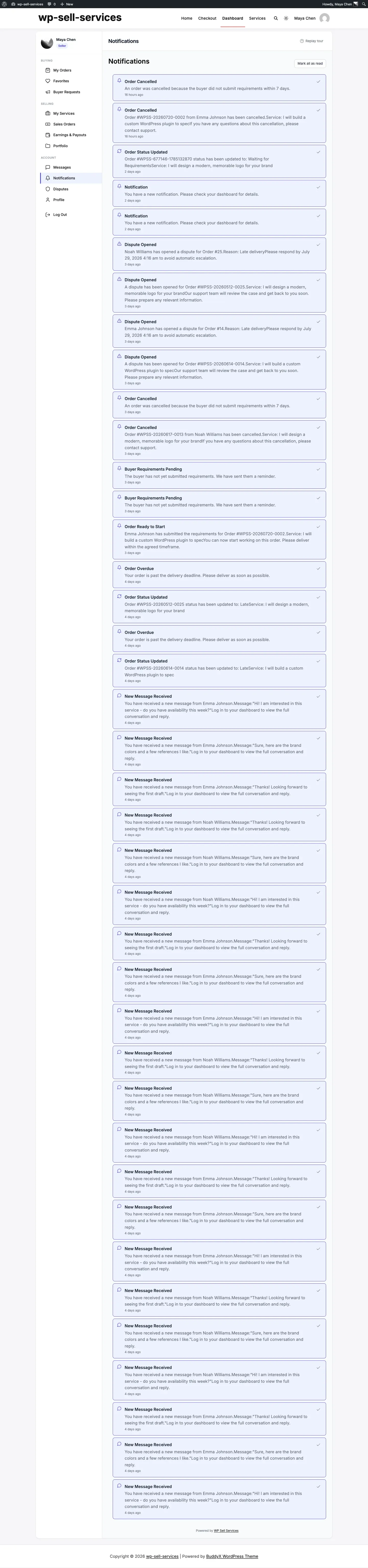 In-app notifications in the dashboard