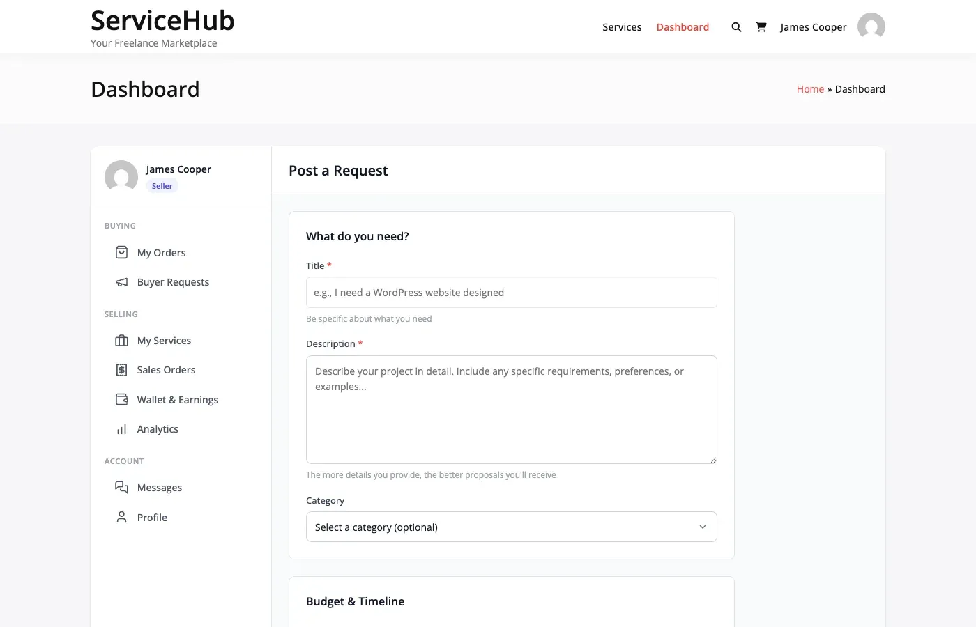 Post a buyer request form
