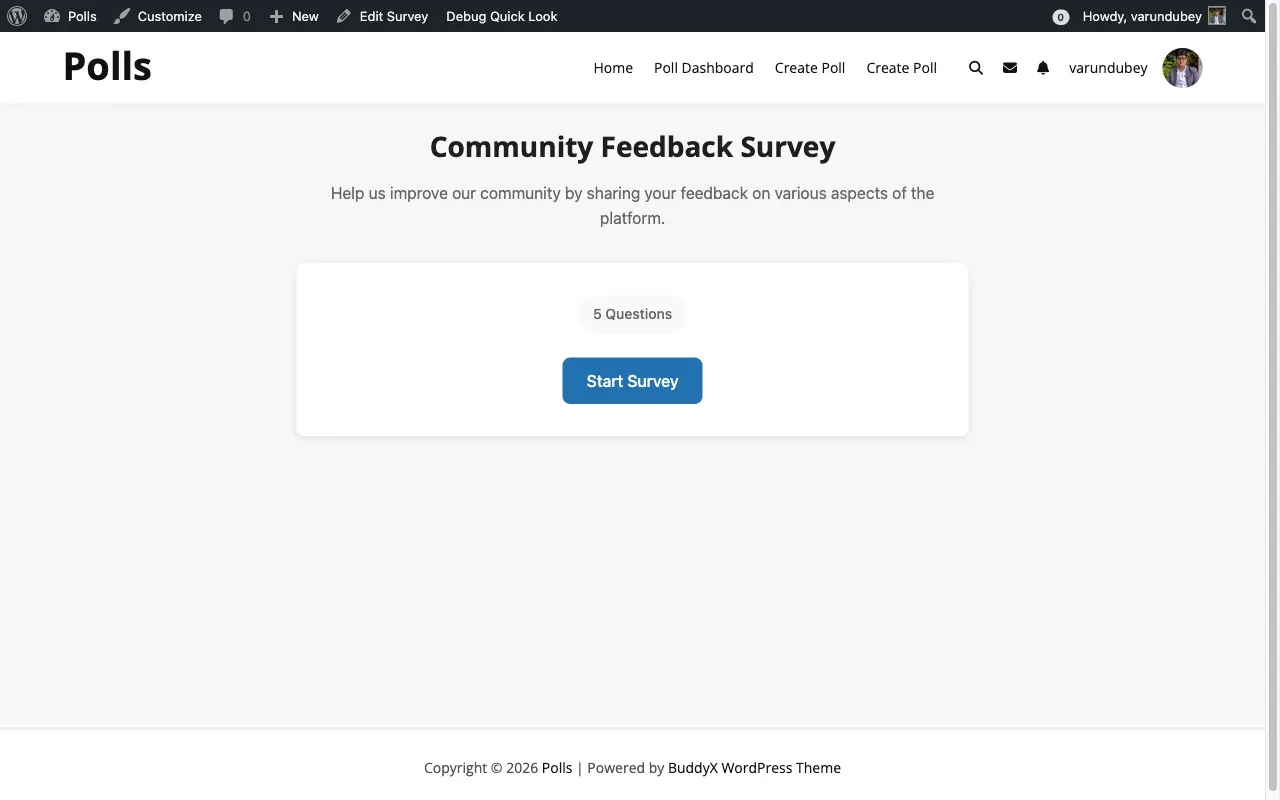 Survey Start Screen