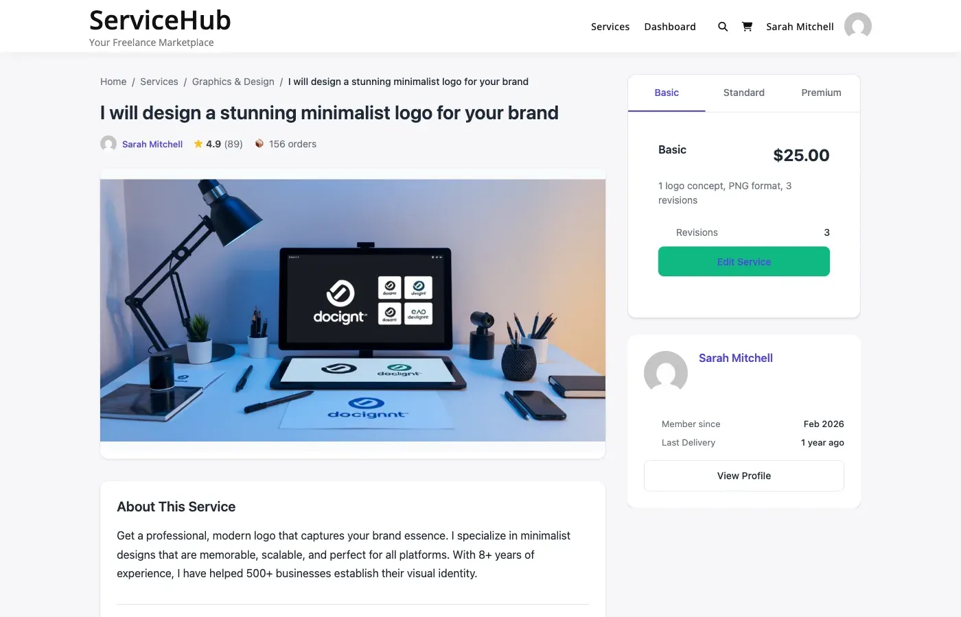 Vendor sidebar on service page