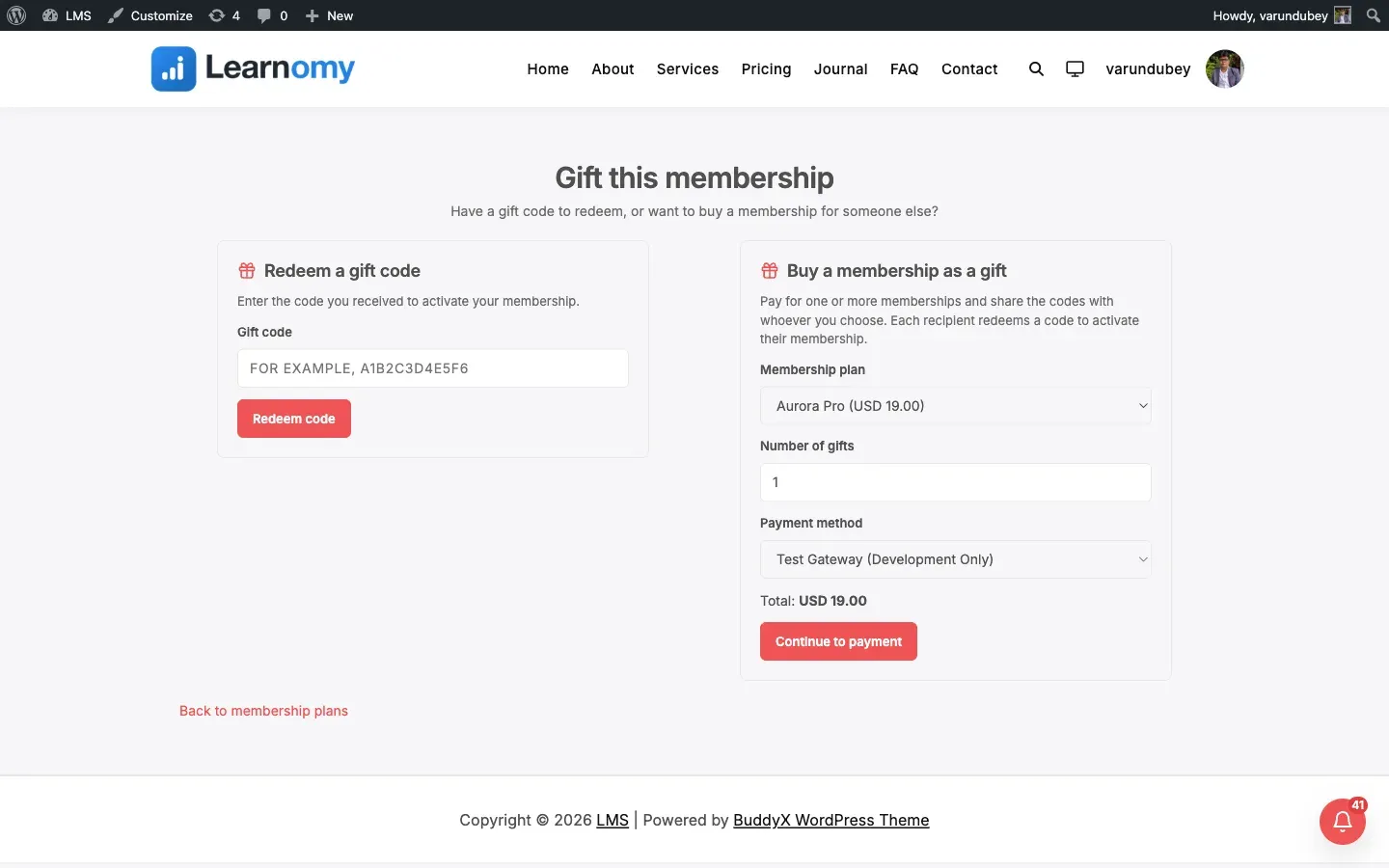 Gift codes and team seats first view