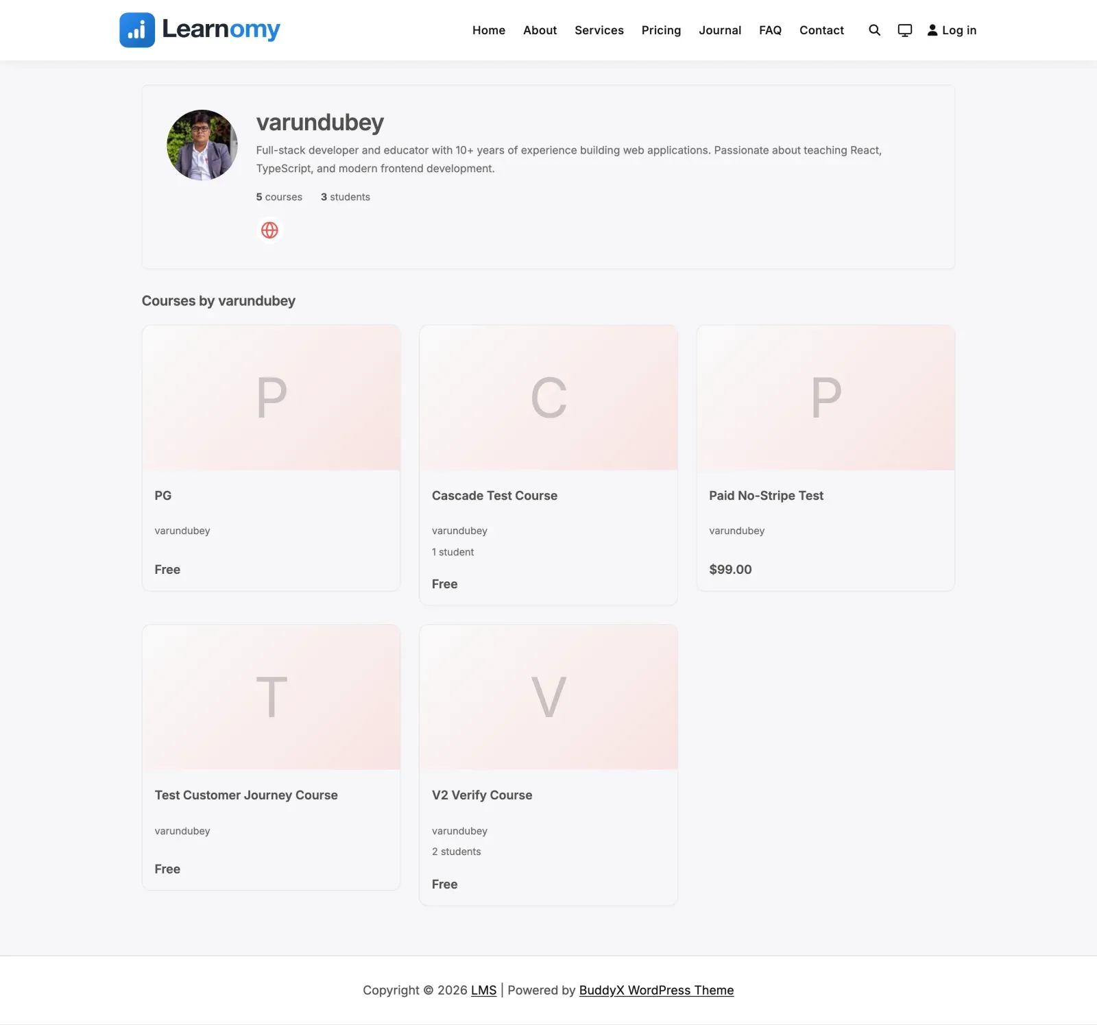 Instructor Public Profile first view