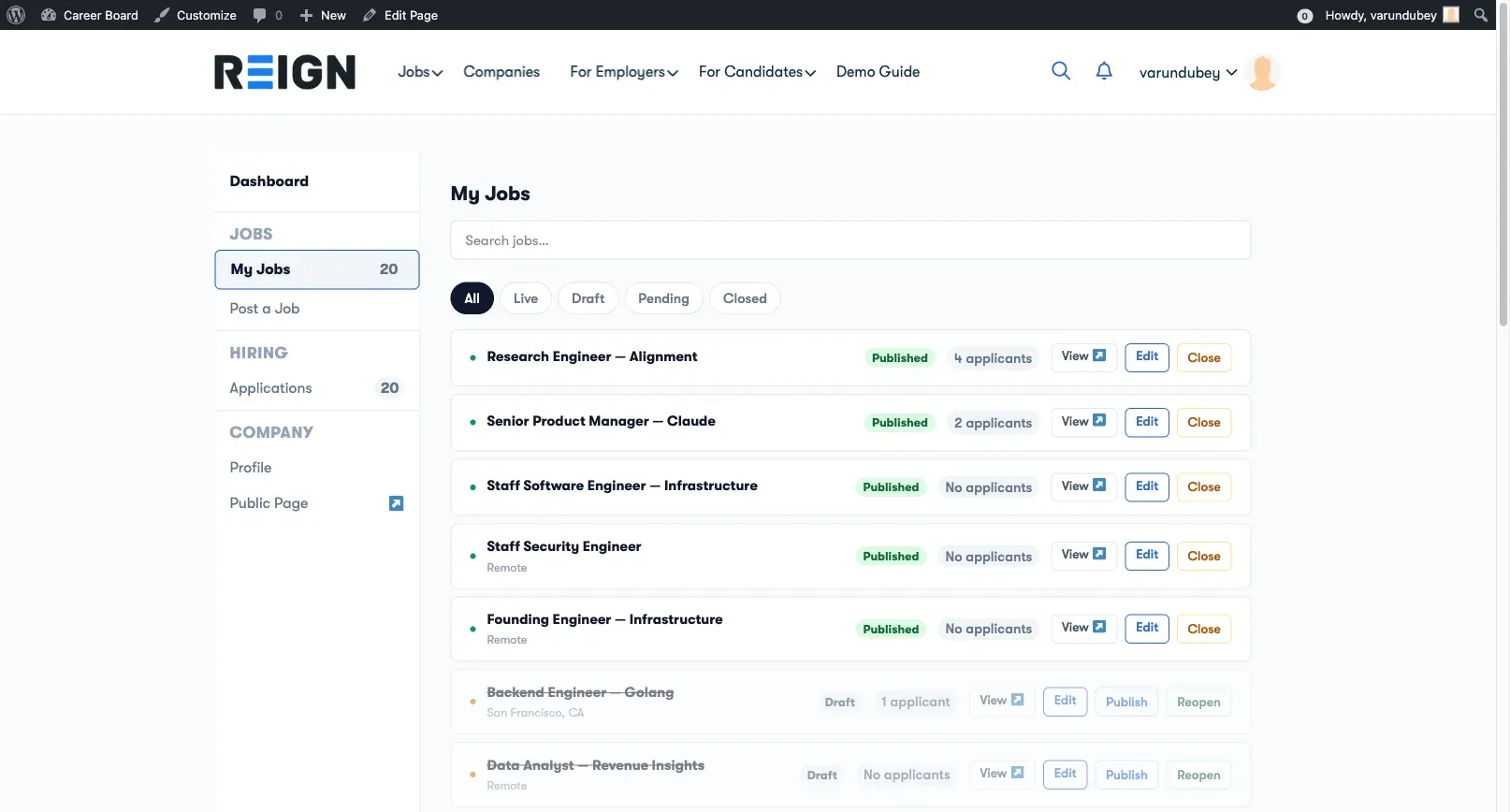 Job Card Actions