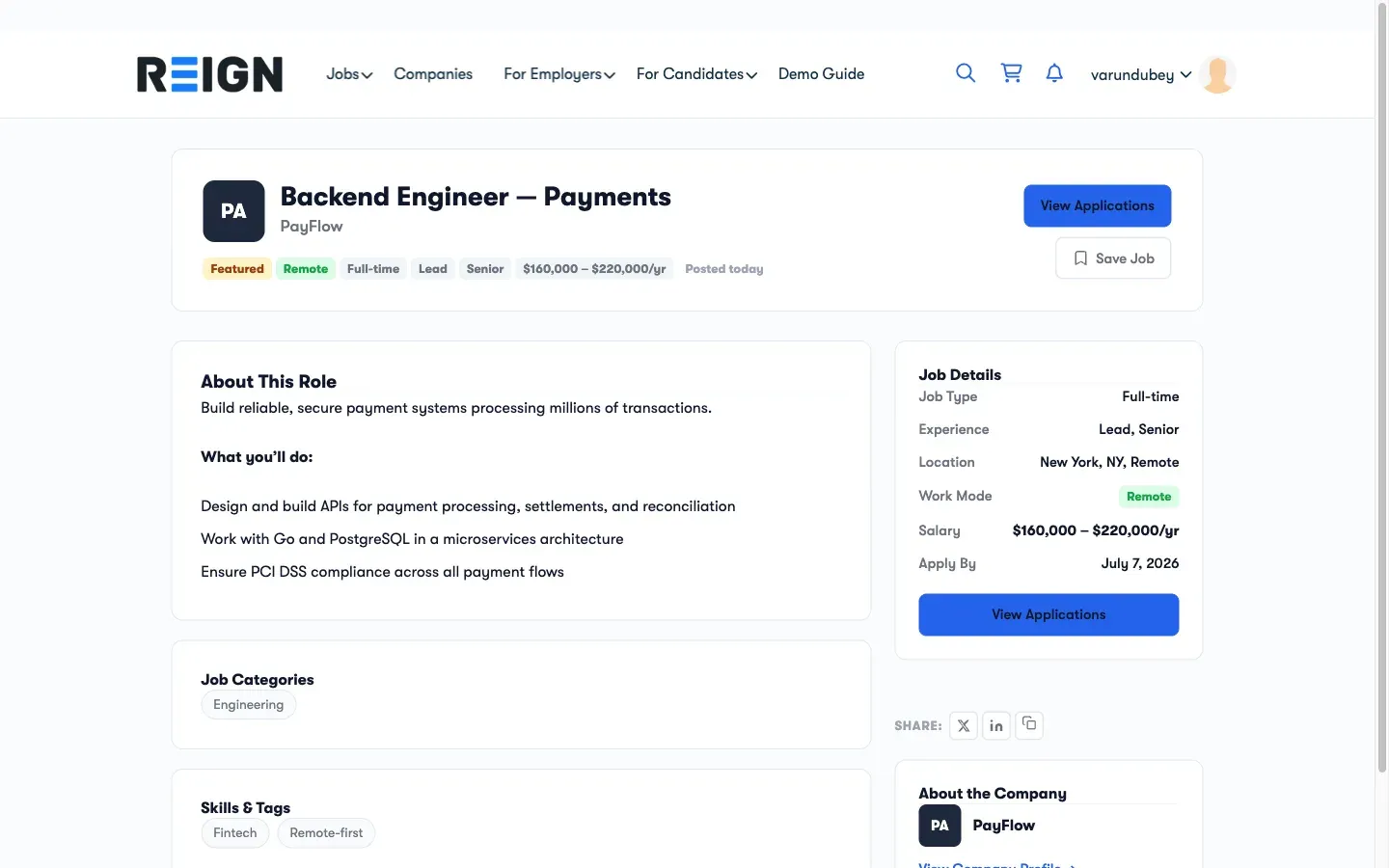 Job Single Page