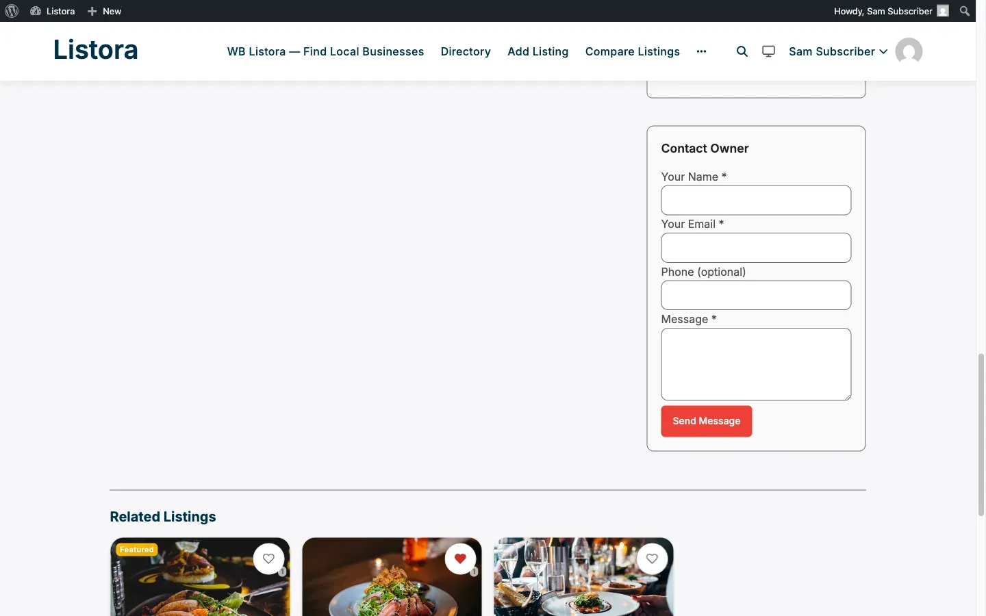 Lead Forms - screenshot from the modernized 1.0.5 site