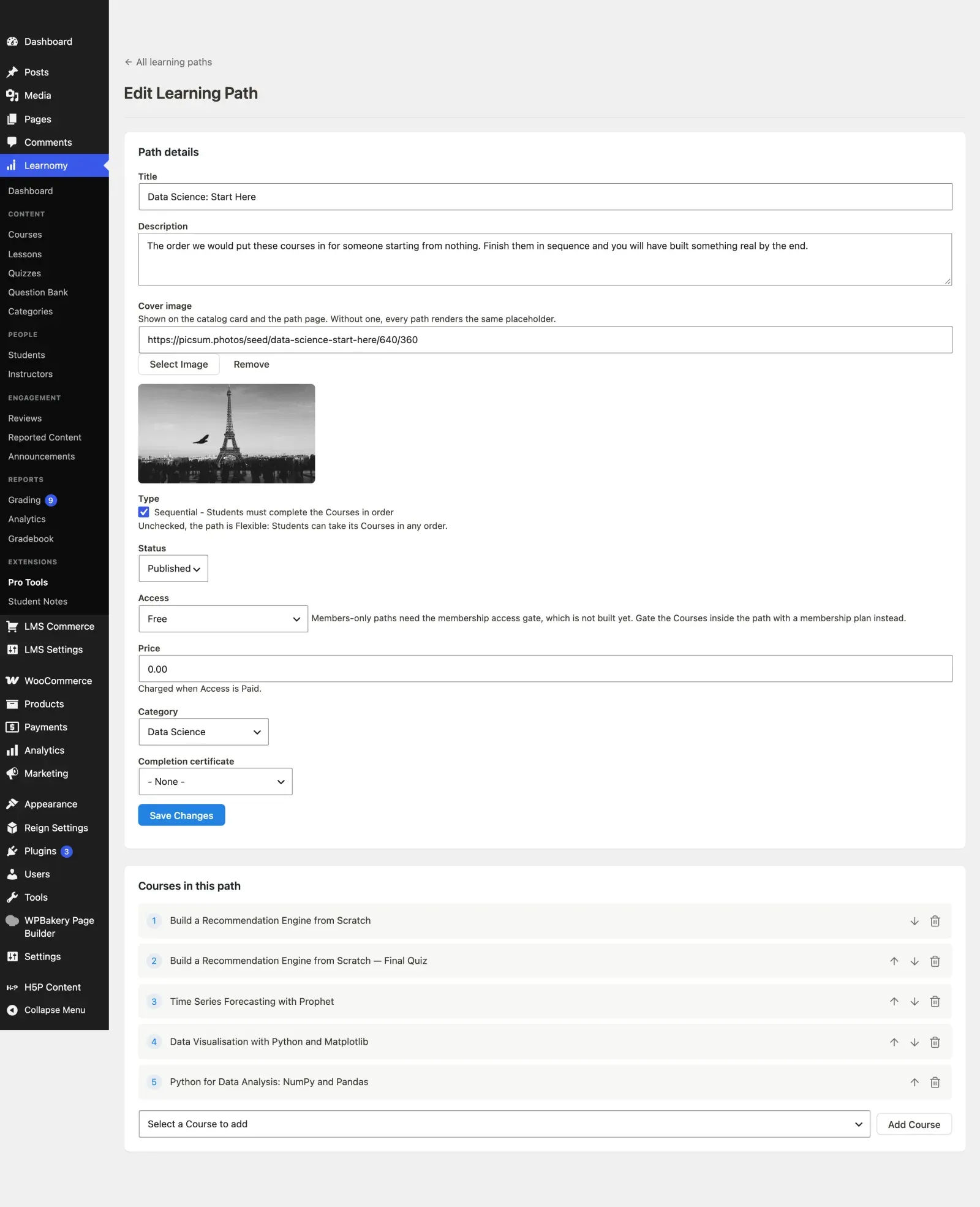 Learning path detail