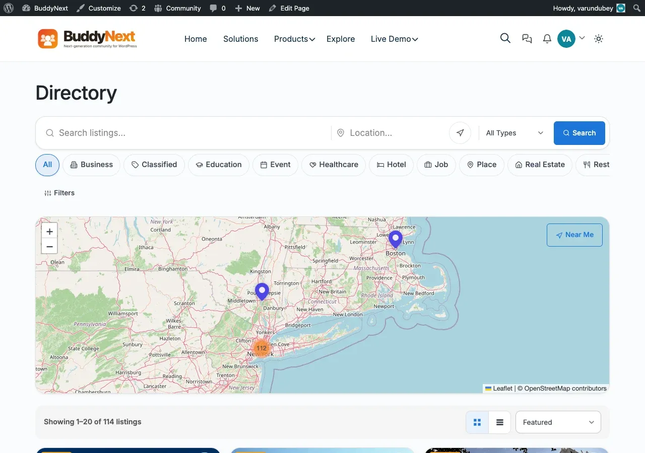 Listora directory styled by BuddyX Pro
