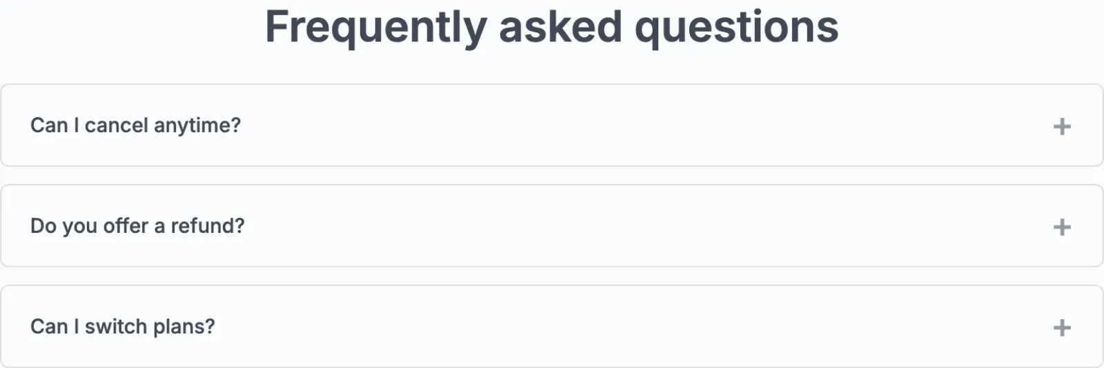 FAQ section
