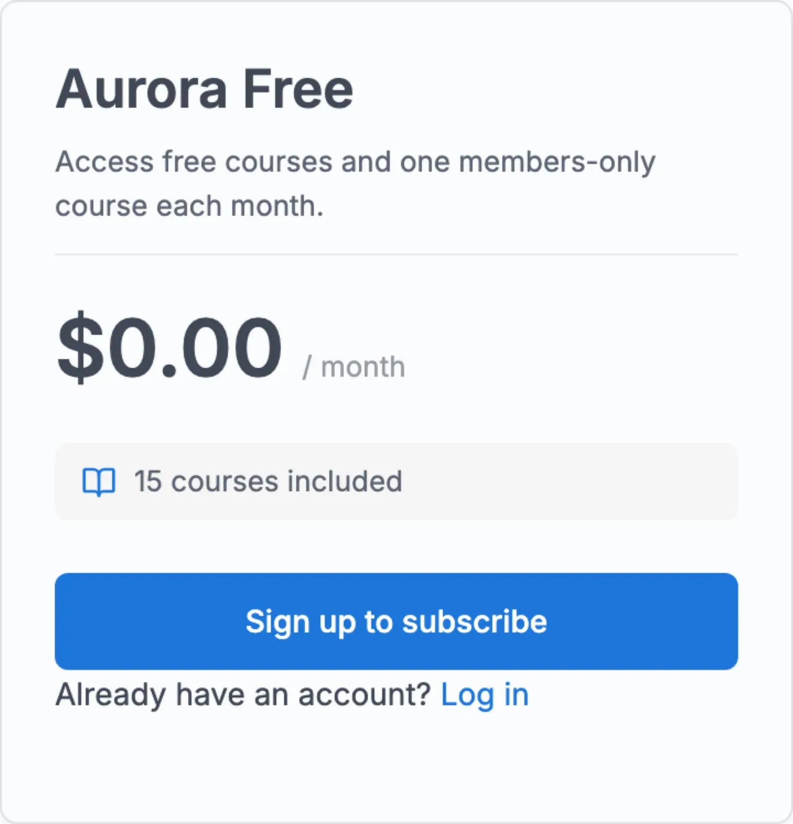 Free plan card