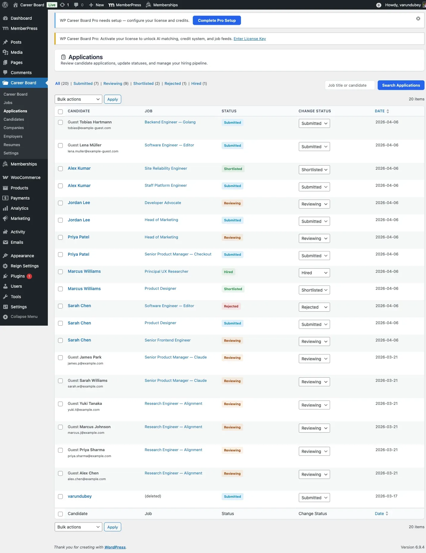 Application Pipeline - Kanban Board