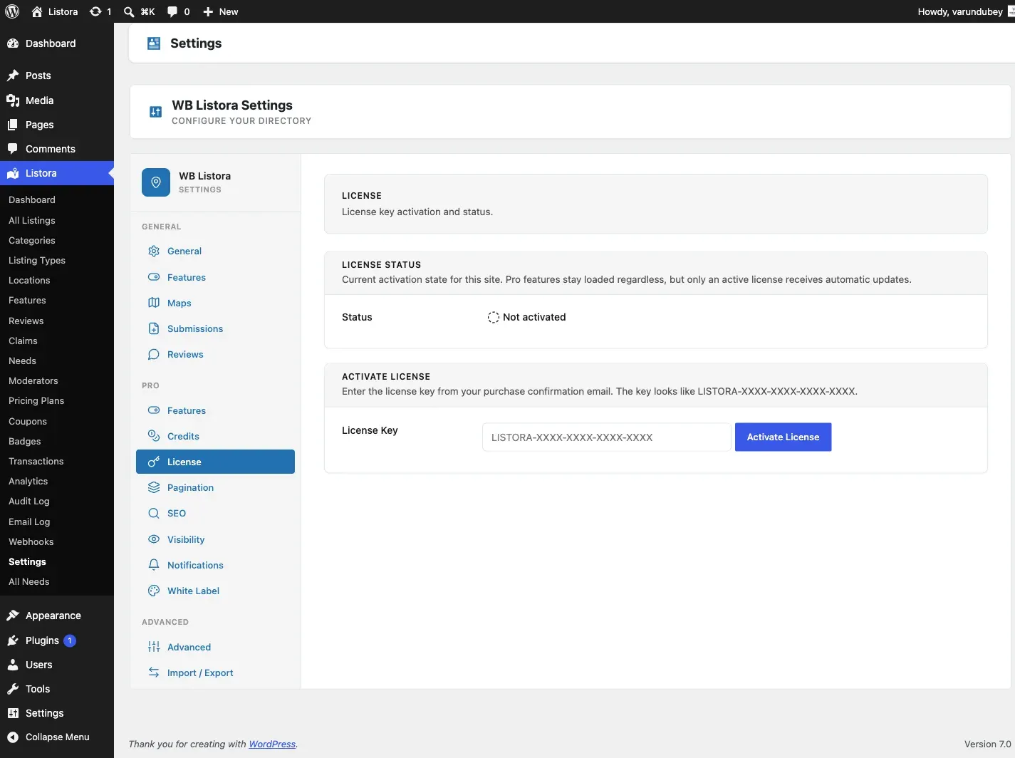 Pro License - screenshot from the modernized 1.0.5 site