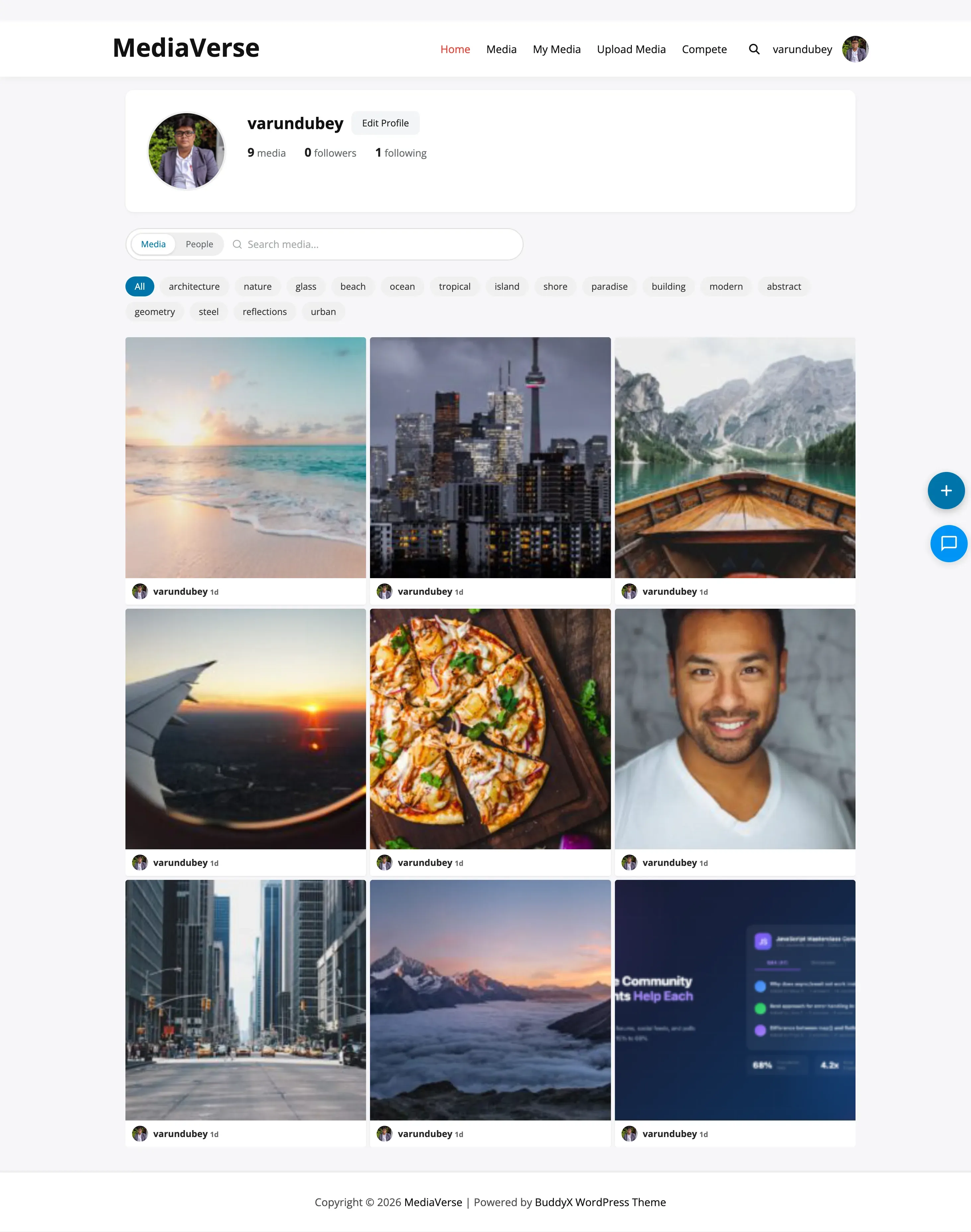 Profile edit form with avatar upload and name fields